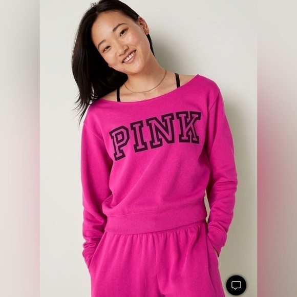 Victoria's Secret PINK Everyday Lounge Off-Shoulder Crewneck and Joggers Set - Picture 7 of 7